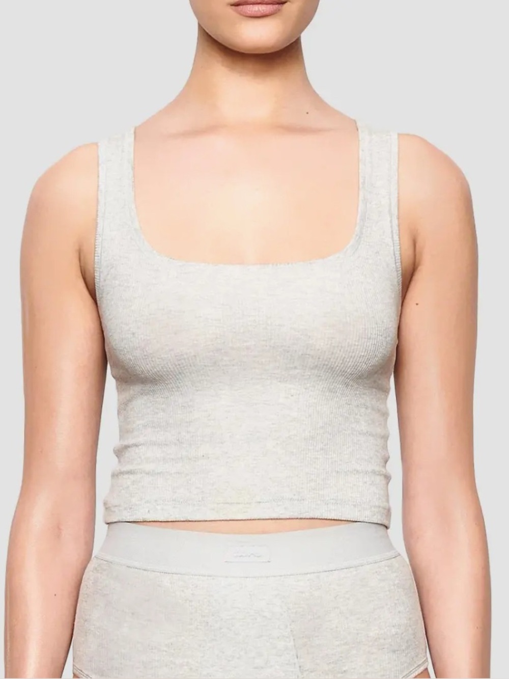 SKIMS Cotton Ribbed Tank Tope Light Heather Grey XS